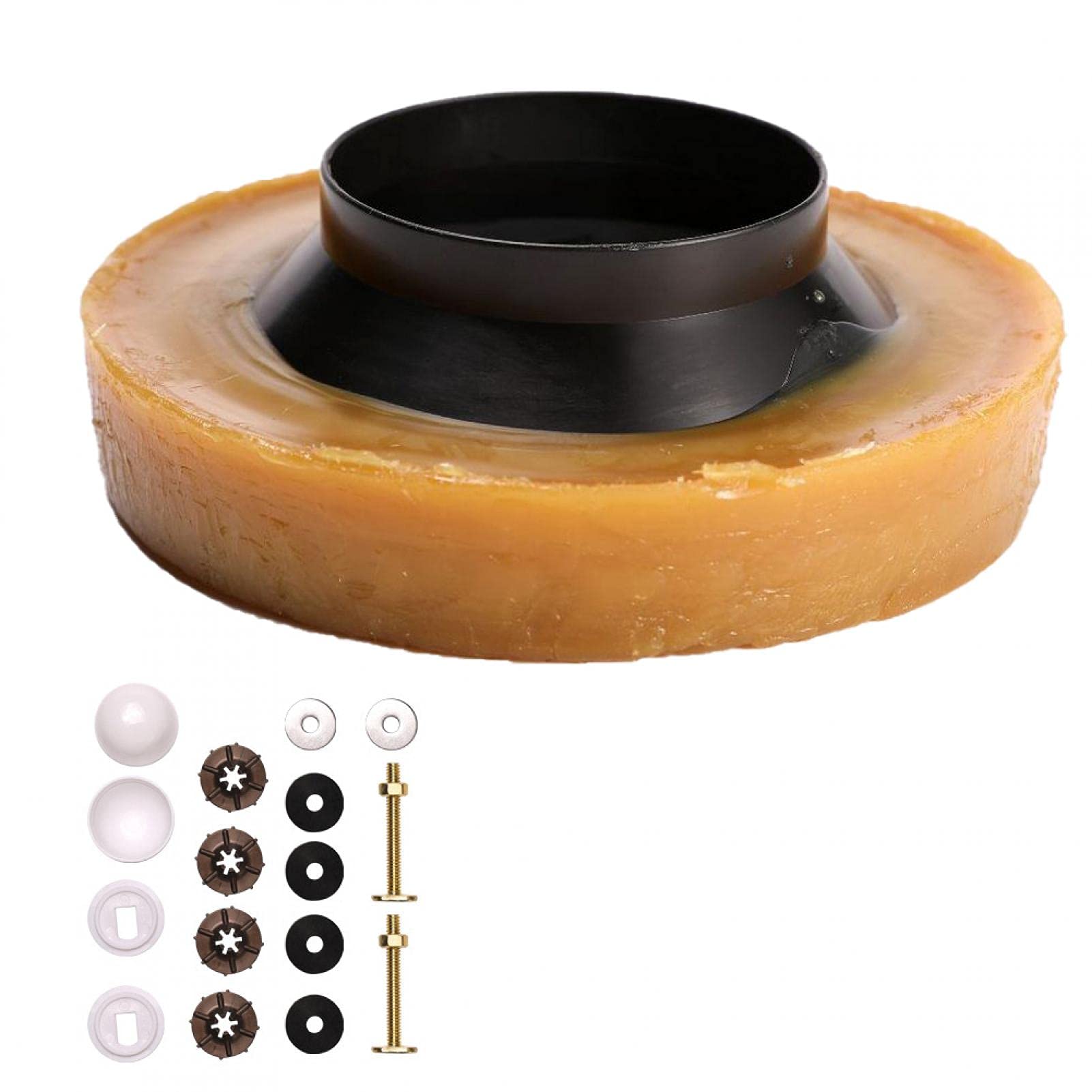 Toilet Wax Ring & Brass Bolts Set, Toilet Bowl Wax Gasket Seal Accessories for Floor Outlet Toilets, Drain Toilet Wax Rings Toilet Installation Fitting Accessory (Yellow)