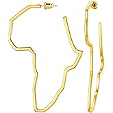 FaithHeart African Earrings for Women, 14K Gold Plated Stainless Steel Large Hoop Earrings Hypoallergenic Lightweight Huggie Hoops Womens Jewelry with Gift Box
