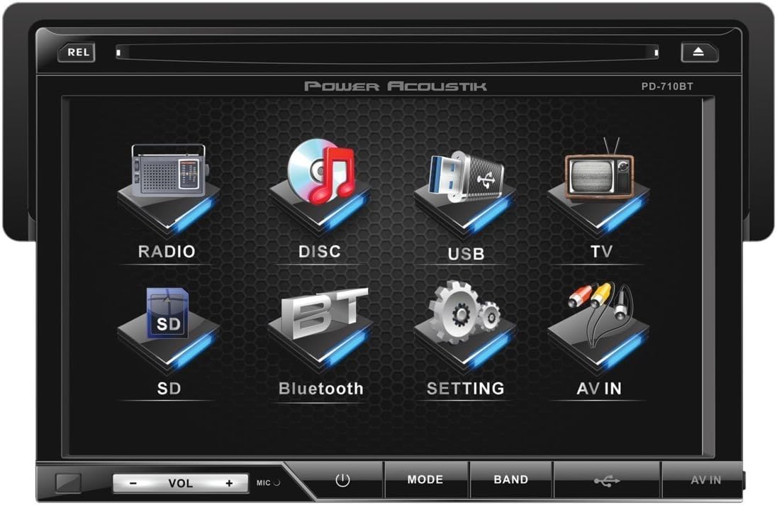 POWPD710 - POWER ACOUSTIK PD-710 7 Single-DIN In-Dash TFT LCD Touchscreen DVD Receiver (Without Bluetooth)