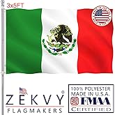 ZEKVY Mexico Flag 3x5 Outdoor Made in USA - Double Sided Heavy Duty Vivid Color Bandera de Mexico with 2 Brass Grommet