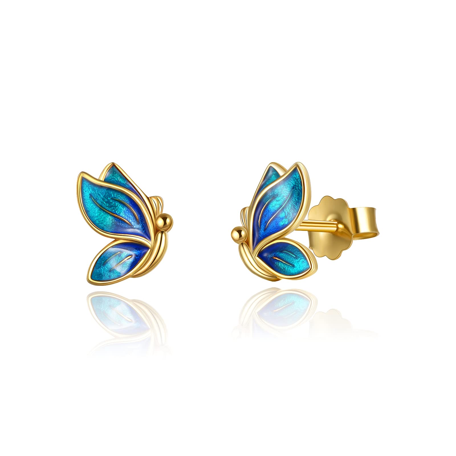 925 Sterling Silver Lucky Butterfly Stud Earrings Jewellery Gifts for Women Mum Mother Girls