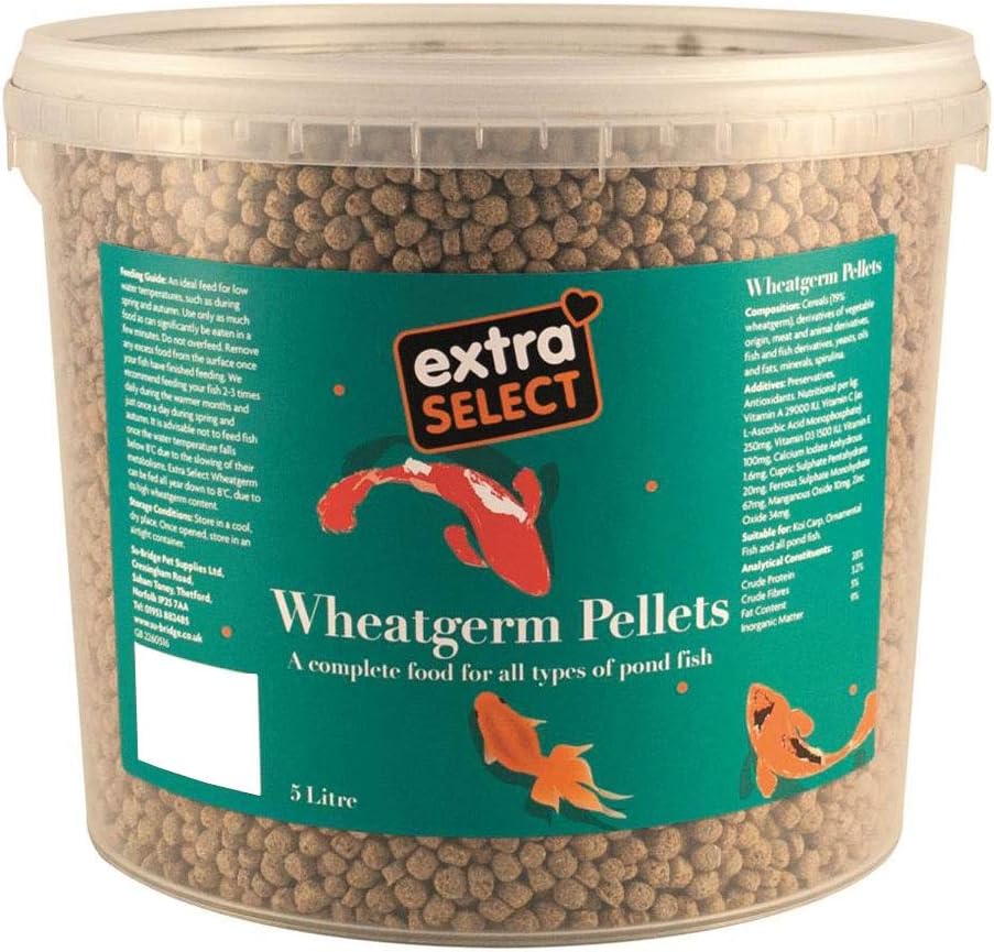Extra Select Wheatgerm Pellets Complete Fish Food Tub, 5 Litre, 5 kg (Pack of 1)