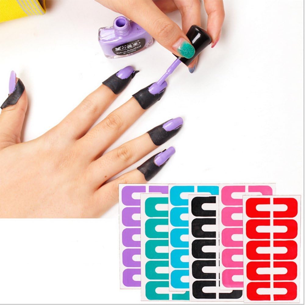 Vommpe 6Pack 60Pcs Nail Polish Guard U Shaped Polish Barrier Stickers Overflow Prevention Manicure Accessories
