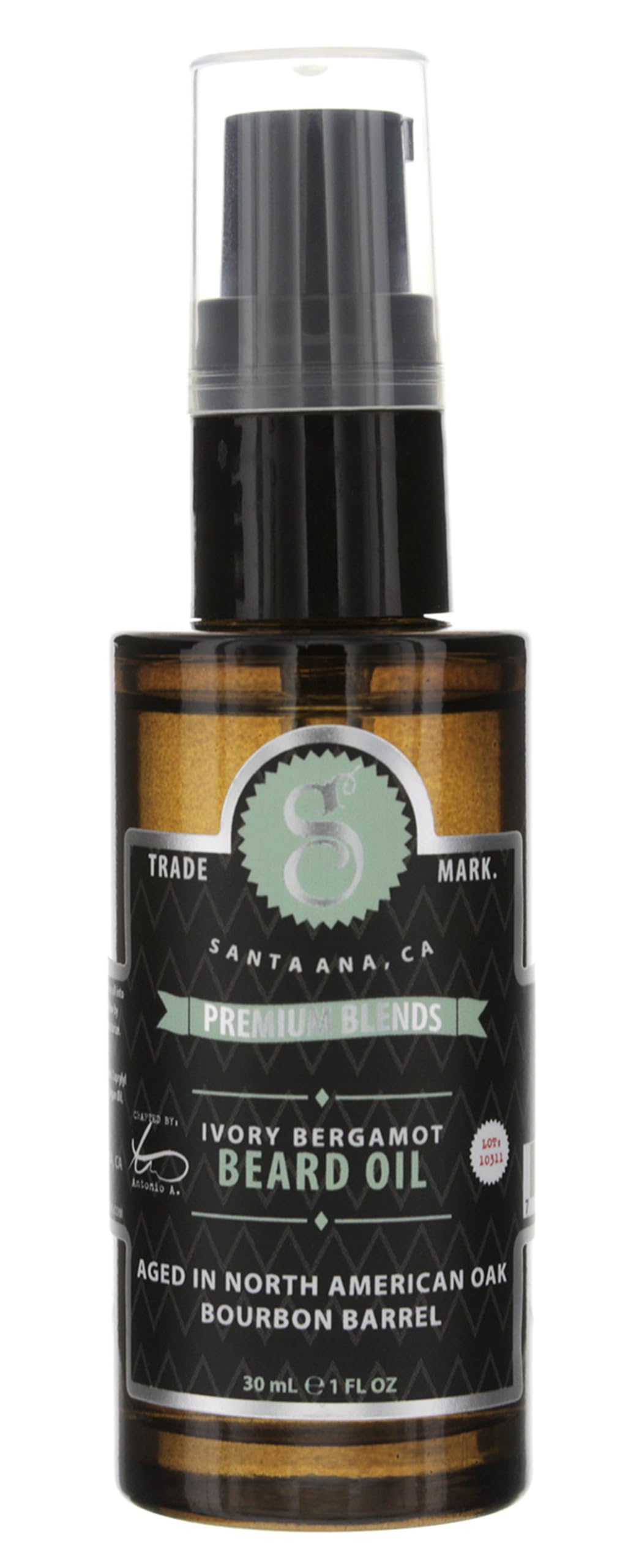 Suavecito Premium Blends Beard Oil, Leave-In Beard Conditioner For Softening Hair, Hydrating Skin, Eliminating Beard Dandruff, Healthy Beard Growth, Ivory Bergamot Fragrance, 1 Fl Oz/28g