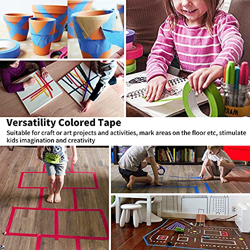 Colored Masking Tape Rolls, 0.6 inch Wide Total 510 ft Long, Craft Tape