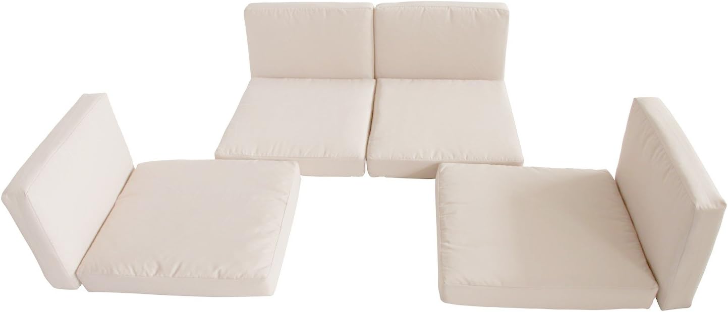 Rattan Furniture Cushion Cover Replacement Set, 8 pcs-Cream - This fantastic cushion cover set is perfect for your rattan, indoor and outdoor furniture.