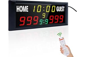 YZ 16” Large Electronic Scoreboard with Remote, Bright LED Scoreboard for Outdoor Games, Digital Scoreboard with Timer Clock, Portable Score Keeper for Football/Basketball/Cornhole/Volleyball