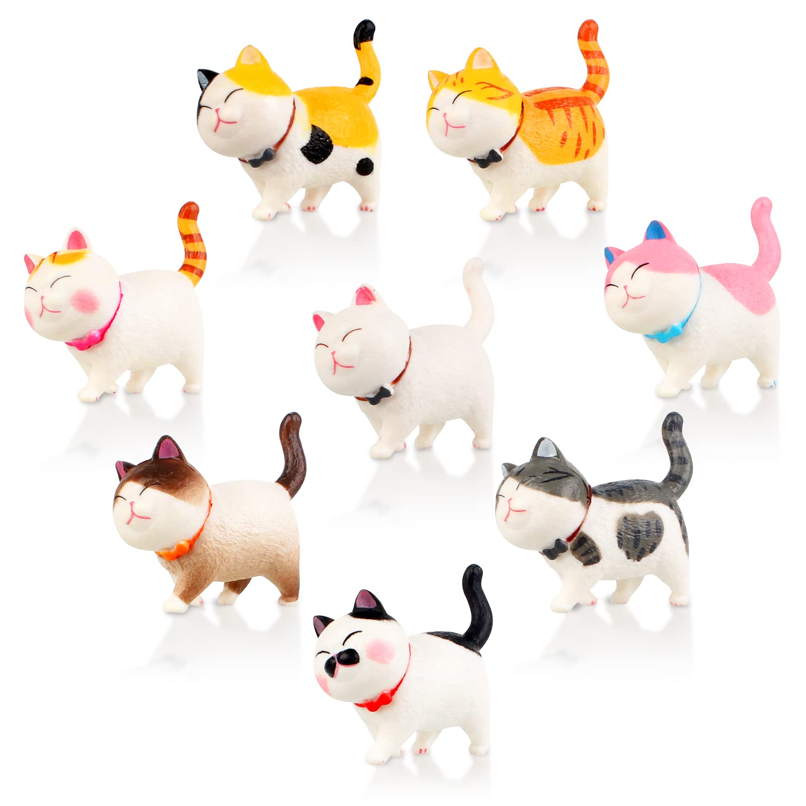 Guichangkai 8 Pcs Realistic Cat Figurines, Realistic cat Figures Toy Set, Educational Kitty Figures Toy Set Cat Lover