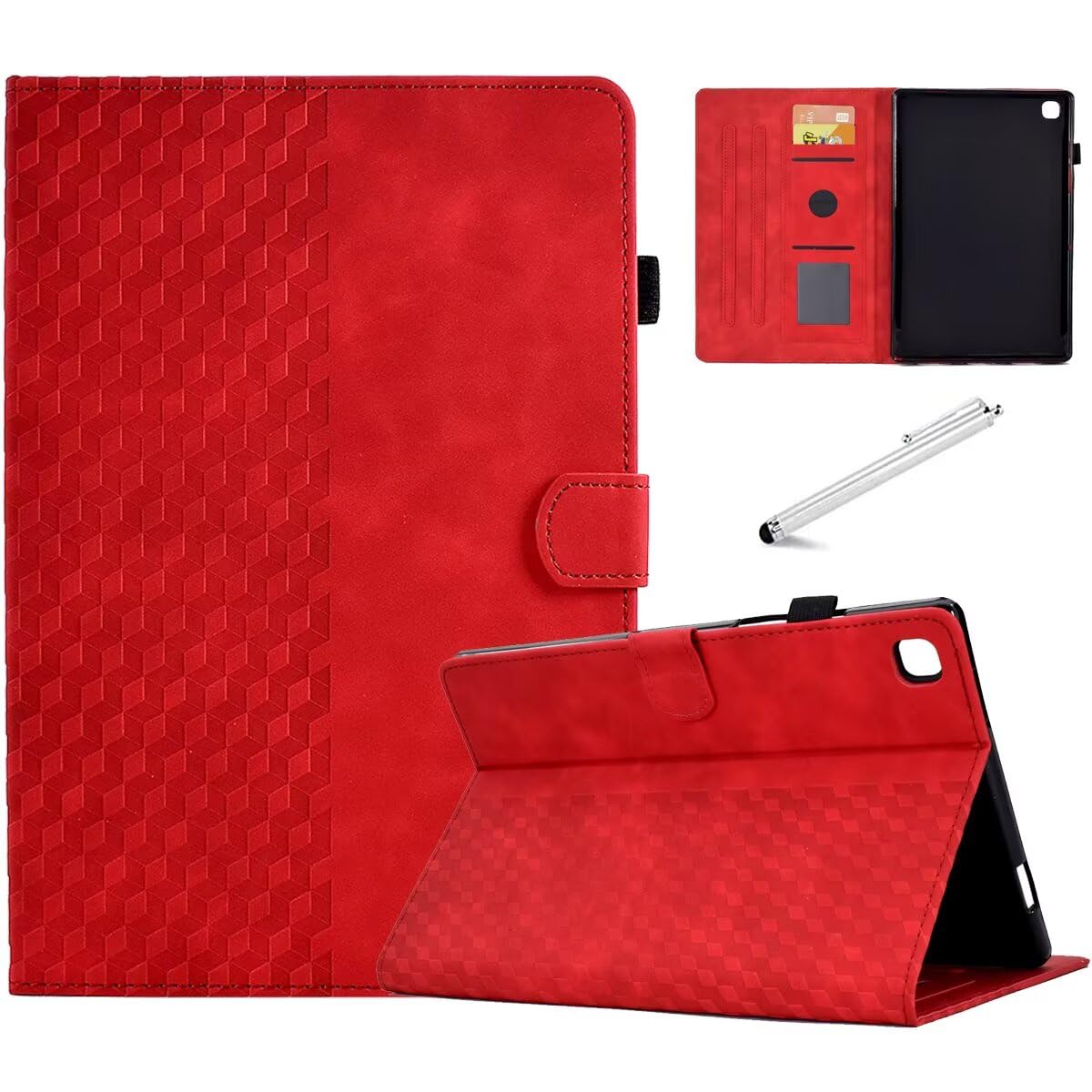 Fancity for iPad 9th Generation 10.2 inch Case 2021, iPad 8th 7th Generation 2020/2019 Folio Case, Slim Suede Leather Case with Smart Wake Sleep Stand Function Pencil Holder and Card Slot, Red