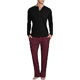 SLEEPHERO Men’s Pajama Set – Breathable Long Sleeve Shirt & Soft Cotton Lounge Pants – Year-Round Sleepwear