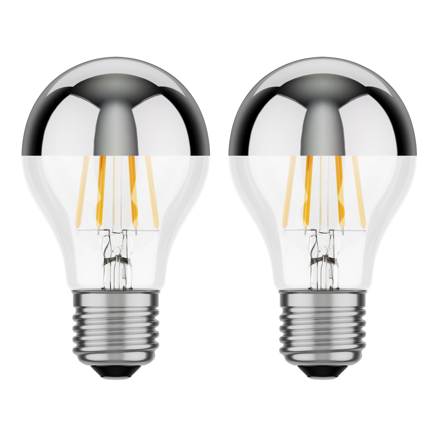 ledscom.de 2 Pieces E27 LED Bulb, A60, White (3900 K), 6.6 W, 646lm, Head Mirror (Silver) — image 1