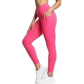 THE GYM PEOPLE Women's V Cross Waist Workout Leggings Tummy Control Running Yoga Pants with Pockets