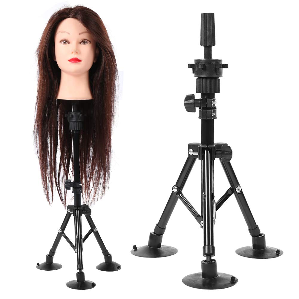 Adjustable Wig Stand Tripod, Support Heavy Mannequin Head, Hairdressing False Head Mold Stand Bracket, Black