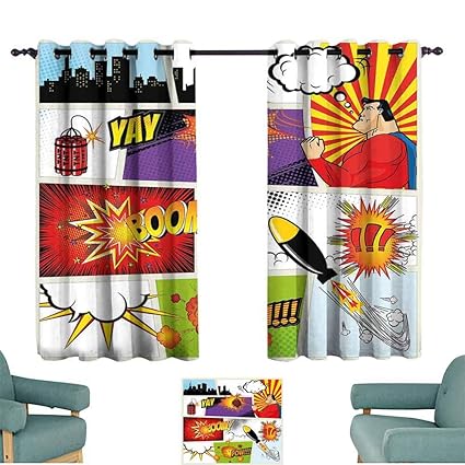 Amazon Com Hccjlcks Warm Curtain Superhero Retro Comic Book
