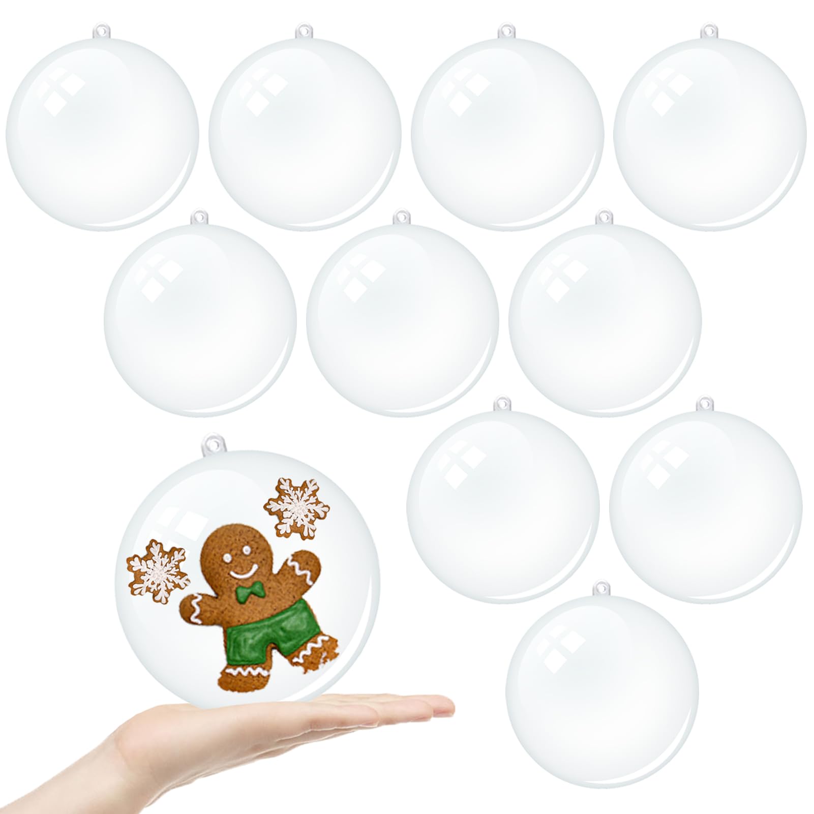 Photo 1 of 10 Pcs Plastic Clear Ornaments for Crafts Fillable Christmas Ball Ornaments DIY Plastic Ornament Ball for Christmas, New Year, Wedding, Party Home Decor(100mm)