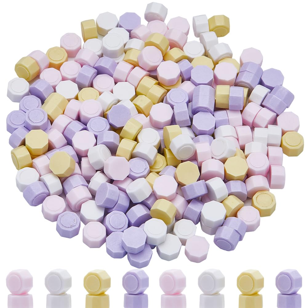 CRASPIRE 200Pcs Octagon Wax Sealing Beads Mixed color Pink Particles for Retro Christmas Cards Wedding Invitations Letter Wine Packages Gift Wrapping