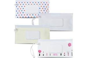 FAREVER Baby Wipe Dispenser, 4 Pack Portable Refillable Wipe Holder, Reusable Lightweight Wipes Container Case Holder for Travel Wet Wipe Pouch,Girl