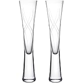 NUTRIUPS Champagne Glasses, 5 oz Mouth Blown Clear Crystal Glass Flutes for Champagne Prosecco, Hand-carved Patterns, Set of 2 for Wedding Anniversary