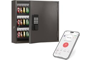 WeHere Smart Key Lock Box, Wall Mounted Key Cabinet with 90 Key Tags, Bluetooth App Control, OTP & Password Unlock, Wi-Fi Remote Unlock (Bridge Required), Steel Key Safe for Office Home Business