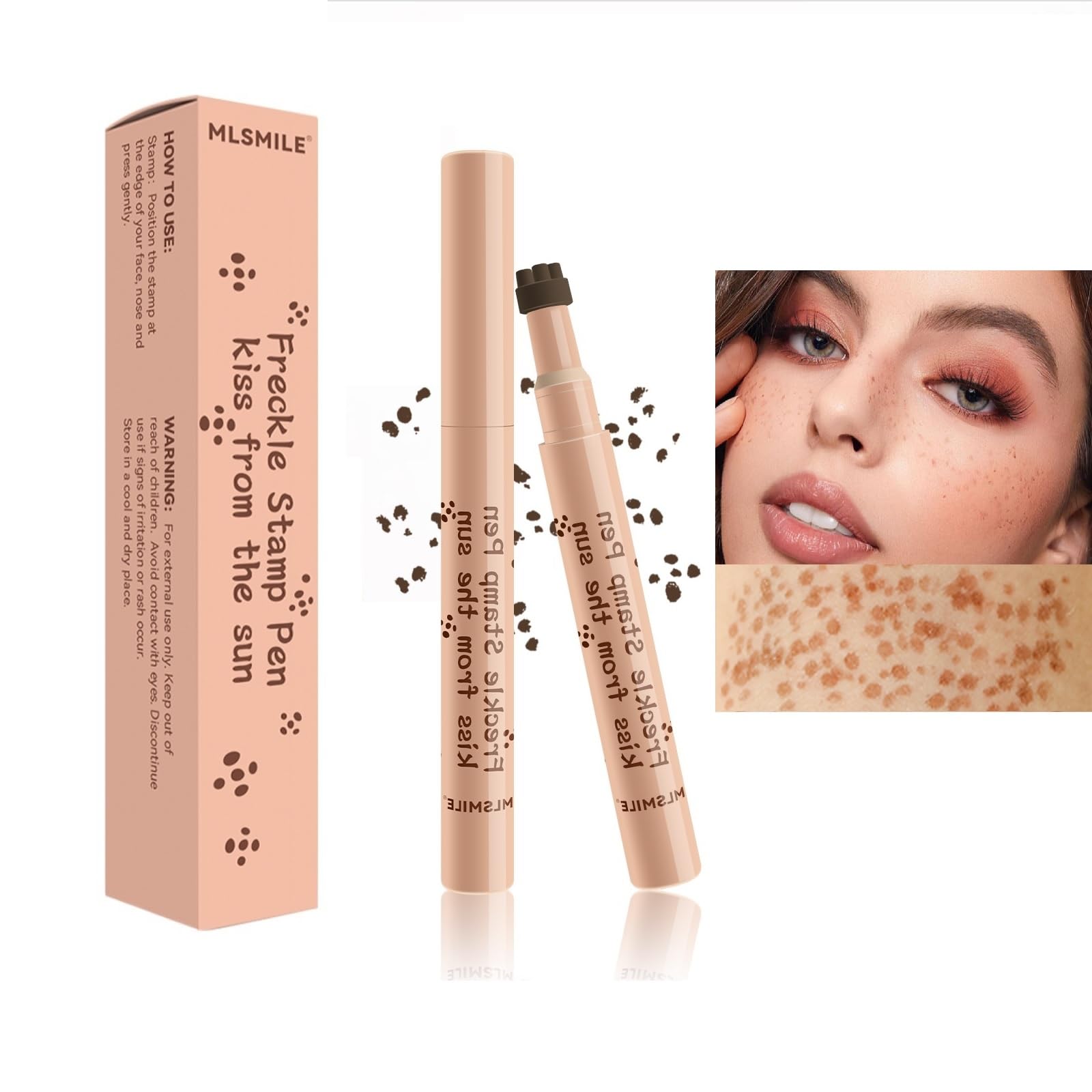 Stamp Freckle Pen Natural Looking Fake Freckle Makeup Pen, Waterproof Long-Lasting & Quick-Drying 3D Freckle Stamp Pen, Easy Sunbathing Look