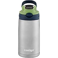 Contigo Kids Stainless Steel Water Bottle with Redesigned AUTOSPOUT Straw, 13 oz, Blueberry & Green Apple