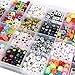 Phogary Children Alphabet Beads Set(800pcs), DIY Bracelets Necklaces Letter Beads A-Z Beads in Shapes of Round, Heart, Square for Jewellery Making Bead Necklace Bracelet Making Kit Gift Kit for Girls