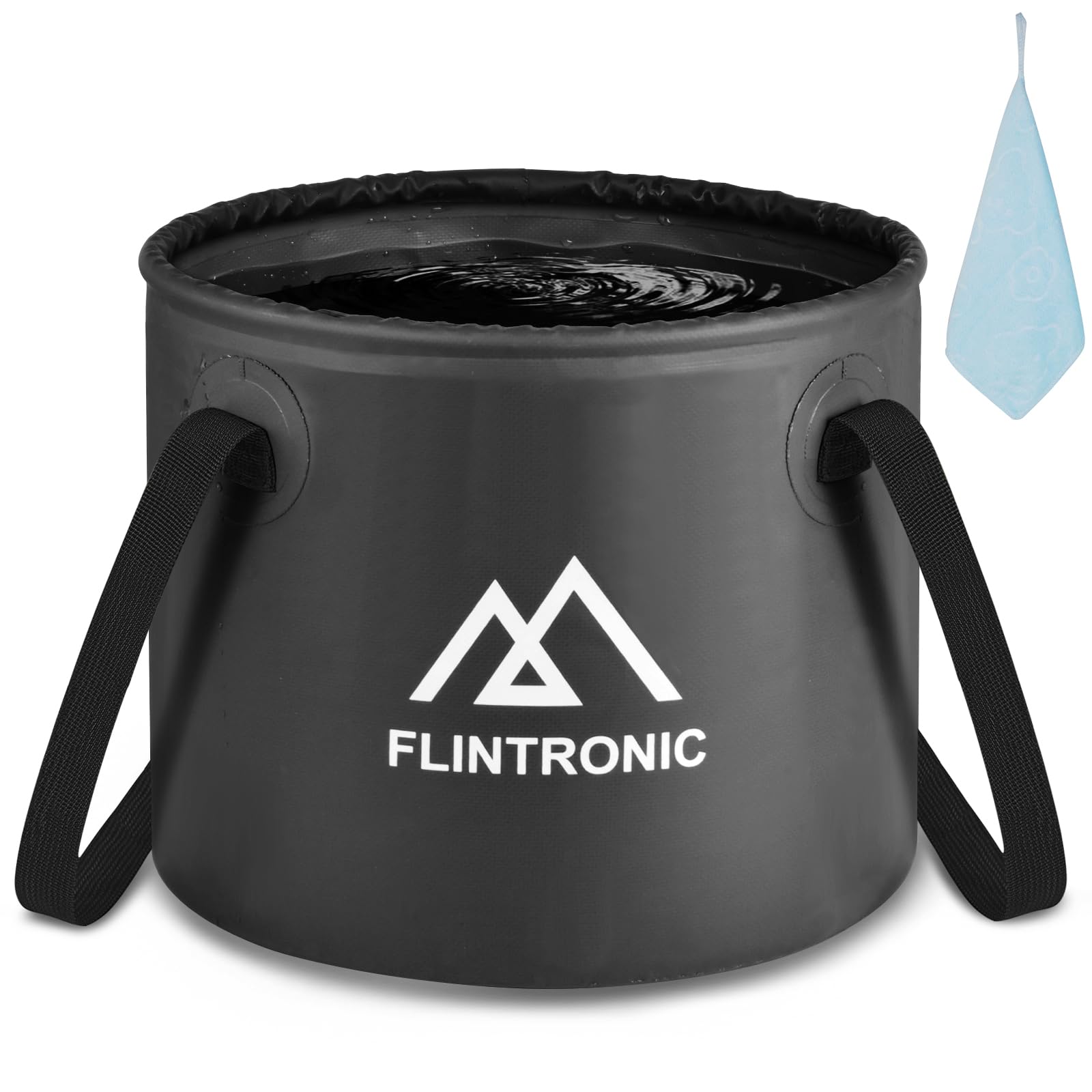 flintronic Folding Water Bucket, 20L Foldable Storage Container Collapsible Bucket for Camping, Outdoor Portable Lightweight Buckets for Traveling Fishing Hiking Camping Boating (Black)
