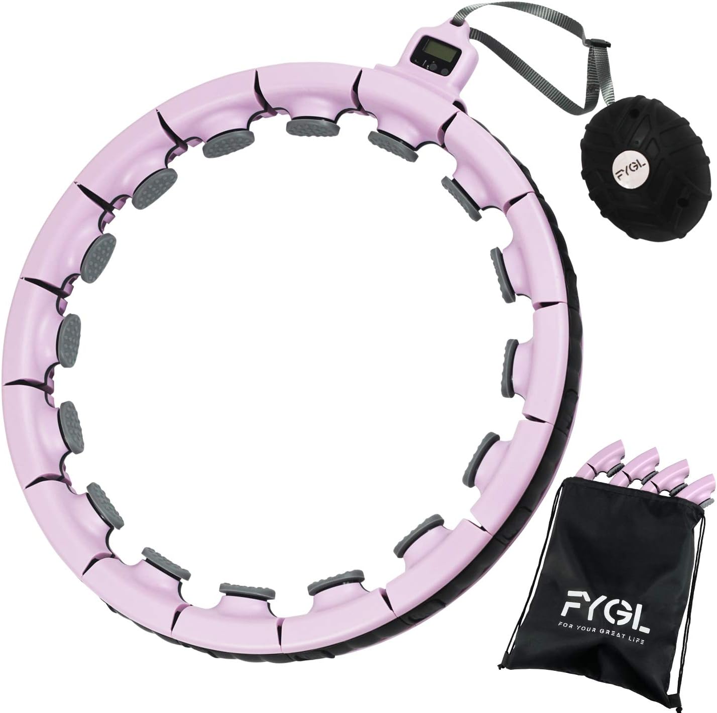 FYGL Smart Weighted Hula Hoop for Adults Exercise Fitness Hoop, 2 in 1 Abdomen Fitness Massage Hoops, 16 Detachable Knots with Drawstring Backpack, Great for Mother's Gift (Winsome Orchid) : Sports & Outdoors