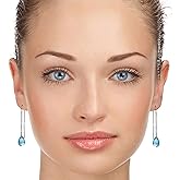 Galaxy Gold GG 14k White Gold Blue Topaz Threaded Earrings