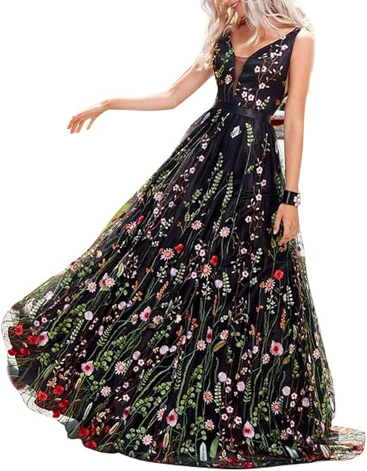 Amazon Com Konvinit Womens Long 3d Flower Prom Party Dress