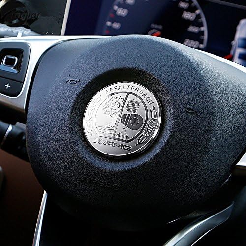 Tacraft 3D Car Steering Wheel Decorate Badge Affalterbach Emblem Sticker for Mercedes Benz 2.24''(57mm) (Silver)