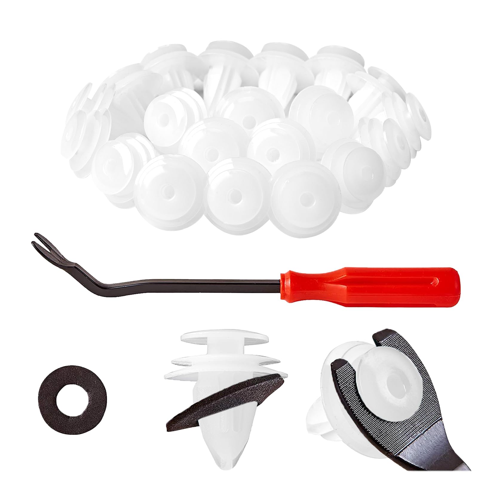 Photo 1 of 100Pcs Trim Door Panel Retainer Clips, Car Push Fastener Clips for Camry, FJ Cruiser, High Lander, 4-Runner ES 350, GX 470, Replace OEM: Lexus Toyota 90467-A0005 with 1Pcs Plastic Fastener Remover