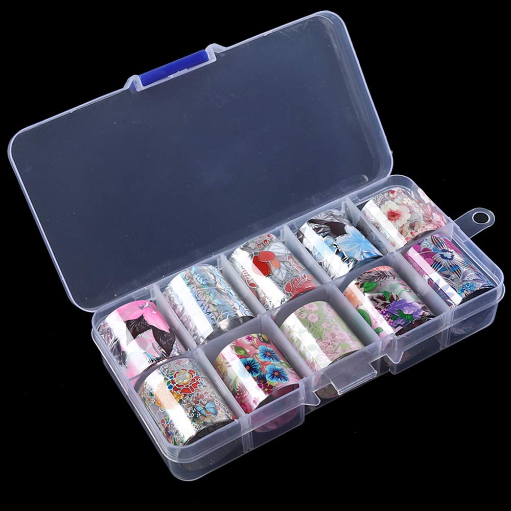 Macute Nail Foil Transfer Stickers Nail Art Supplies Foil Transfers 10 Rolls Flowers Starry Sky Nail Decals Manicure Tips Wraps Nail Art Decorations for Women Fingernails Toenails DIY Beauty Designs: Beauty