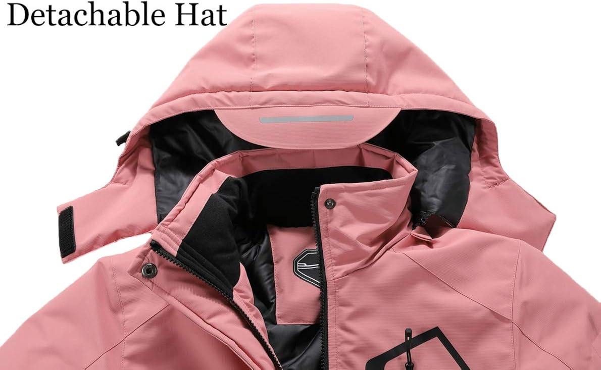 Women's Waterproof Ski Jacket Warm Winter Snow Coat Hooded Raincoat: Clothing