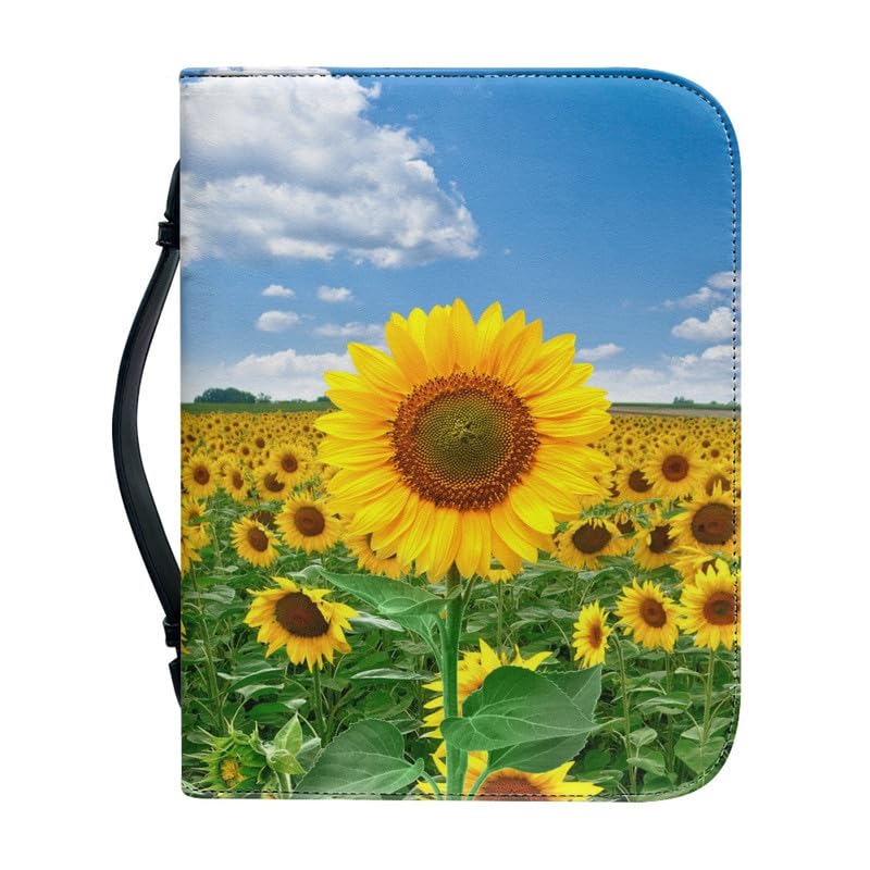 Garronmavis Sunflowers Painting Bible Cover for Men Women, Rural Sunflower Bible Carrying Case, Floral Arts Bible Book Covers - L — image 1