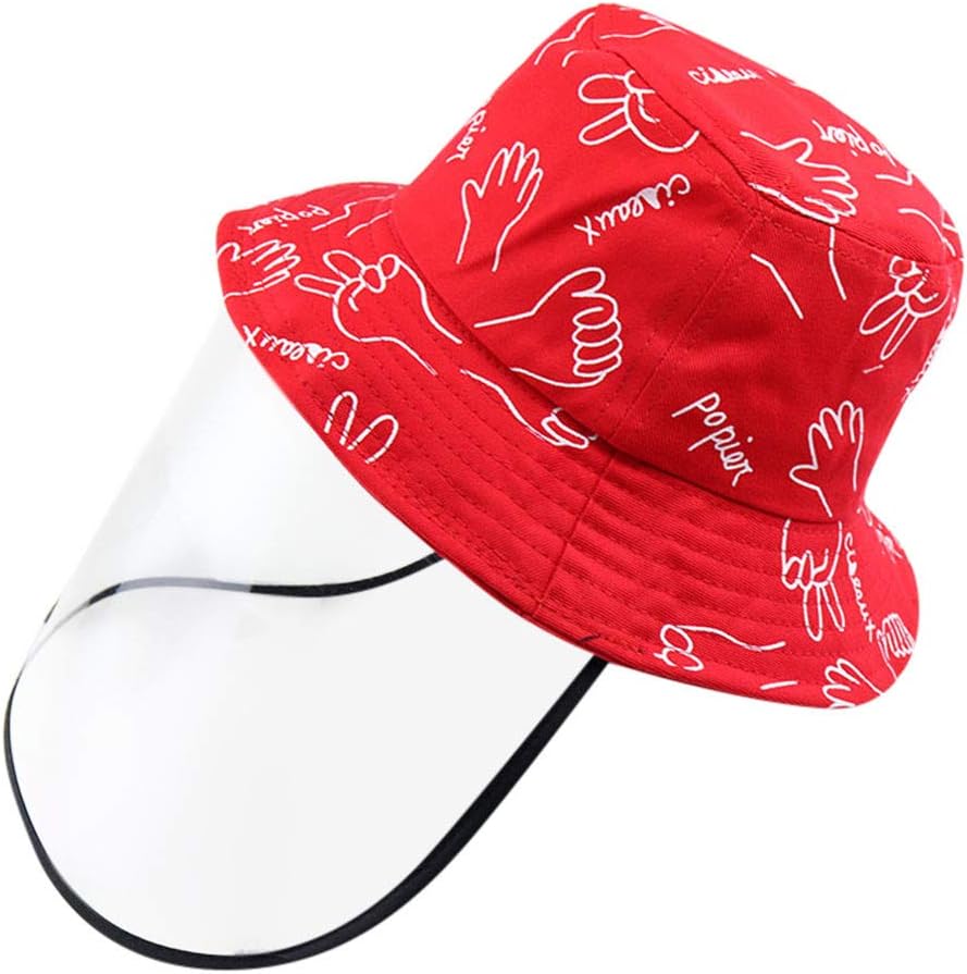 Malltop Anti-spitting Protective Hat Clear Face Shield Dustproof Cover Kids Boys Girls Fisherman Cap Hat