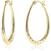 Silver Oval Hoop Earrings Hypoallergenic 14K Gold Plated Sterling Silver Lightweight Oval Hoop Earrings for Women Gilrs