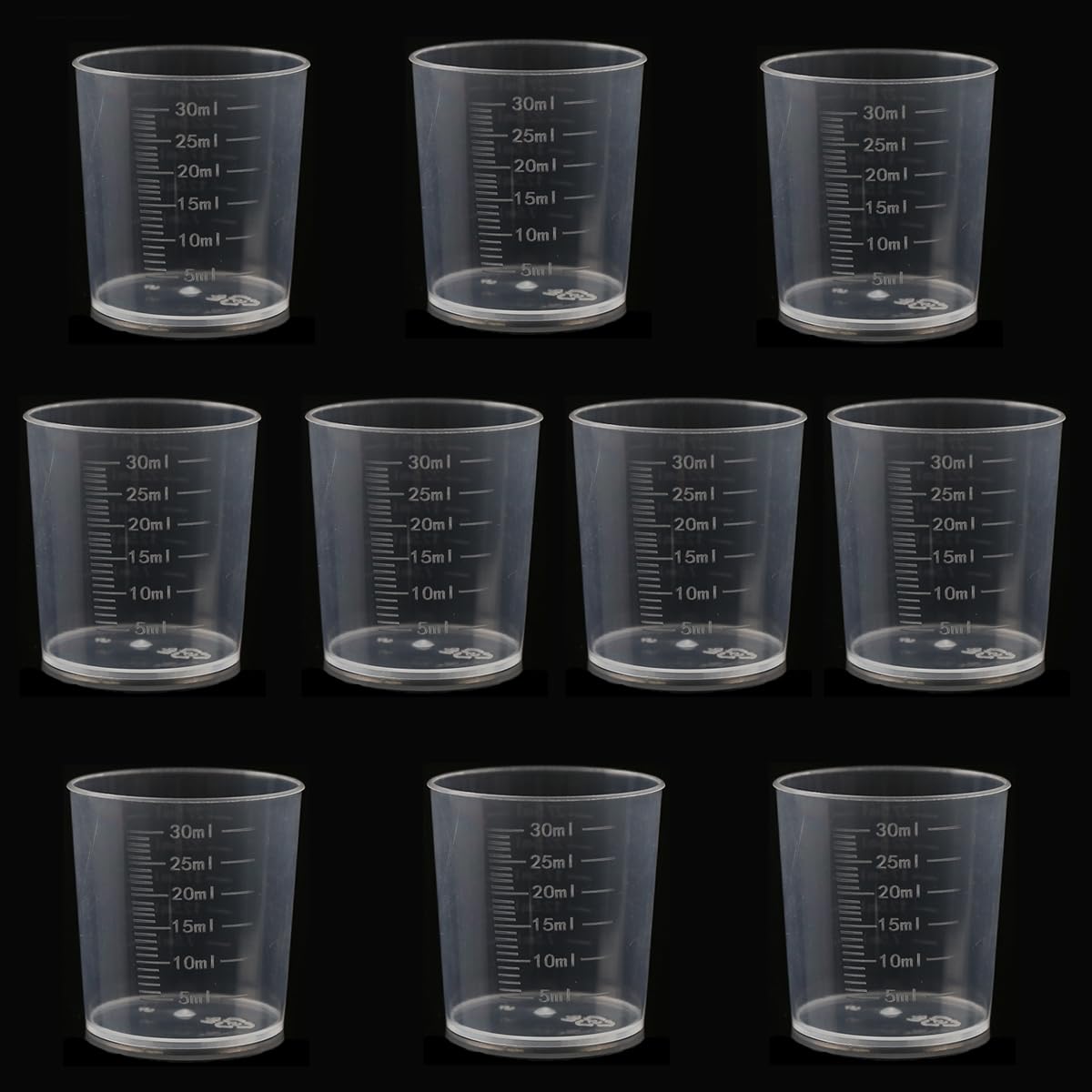 10 Pcs/Pack 30ml Measuring Cups Plastic Graduated Cups Transparent Scale Cups Plastic Clear Epoxy Mixing Cups for Kitchen Cooking Medicine Measure Tool