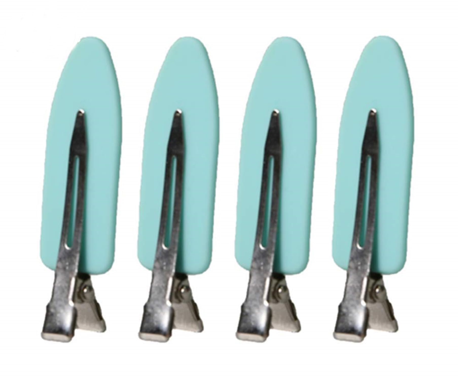 BACKSTAGE PRO. NO BEND NO CREASE HAIR CLIPS, PROFESSIONAL HAIR STYLING TOOL (CYAN BLUE - 4 PACK) MADE FROM RUBBER.