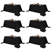 Fitable Black Tableclothes for Rectangle Tables, 6 Pack - 90 x 132 Inch - Reusable and Elegant Tablecloths, Polyester Fabric Table Covers for Wedding, Party, Banquet, Formal Events