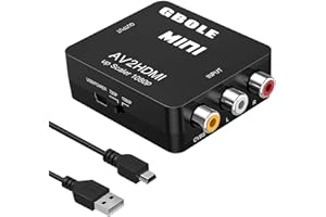 GBOLE RCA to HDMI AV to HDMI Converter 1080P Mini RCA Composite CVBS AV to HDMI Video Audio Converter Adapter Supporting PAL NTSC with USB Charge Cable for PC Laptop Xbox PS4 PS3 VHS VCR DVD TV STB
