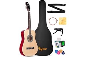 ZJW GOLD Acoustic Guitar for Beginner Kid Teen Children Adult, 38 Inch Classical Guitarra kit with Gig Bag, Strap, Tuner, Capo, Picks, Extra Strings