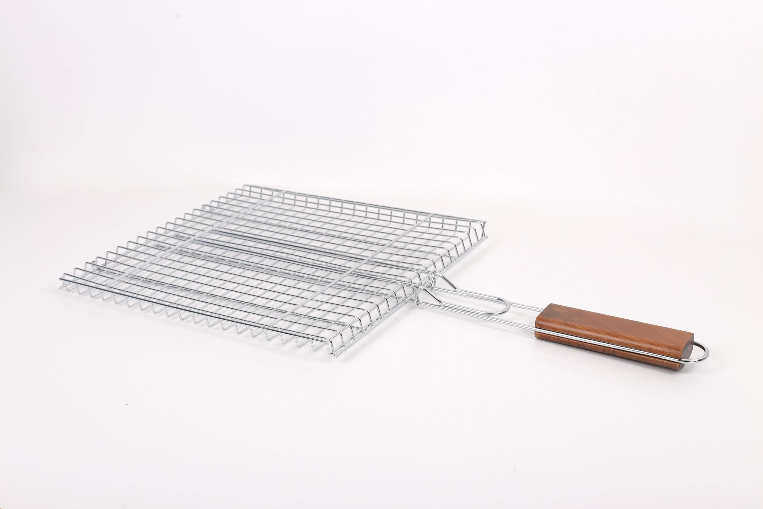 Folding BBQ Griller Basket Chrome Nickel Plated, BBQ Grilling Basket, Grilling Accessories for Outdoor - 32.8 x 33.0 cm - RS0017