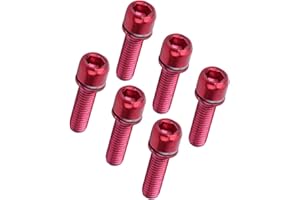 M5x18mm Bicycle Stem Screw, 6 Pcs Steel Bike Steering Handlebar Bolts with Spacer, for Mountain Road Fixing Gear Bike Parts