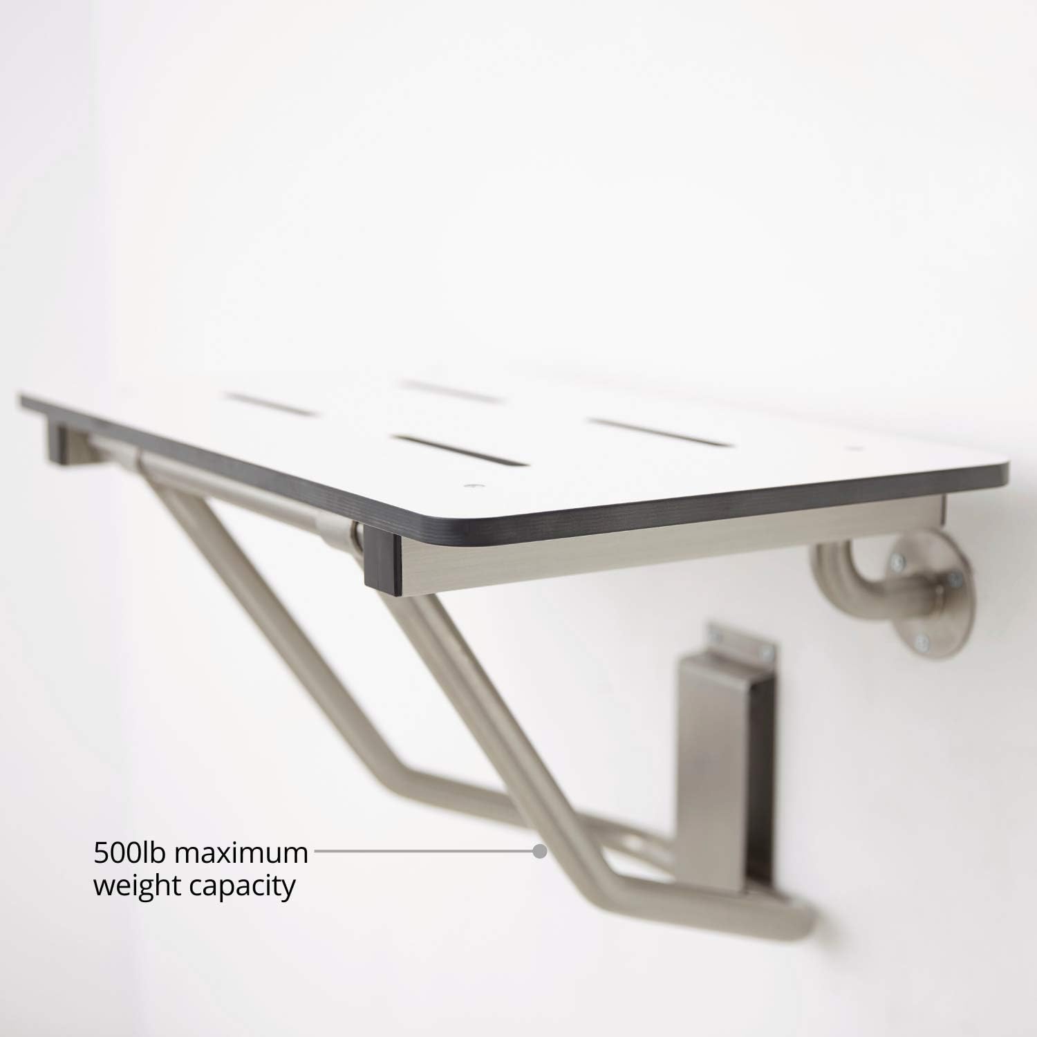 Seachrome Lift-Assist Shower Seat, Yoke-Style Bench, Wall Mount, 18" x 15", Solid White Phenolic: Home Improvement