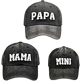 BAOZOON 3 Pcs Parent-Child Baseball Hats Mama Papa Mini Daughter Son Baby Family Hat Retro Adjustable Snap Cap Matching Gift
