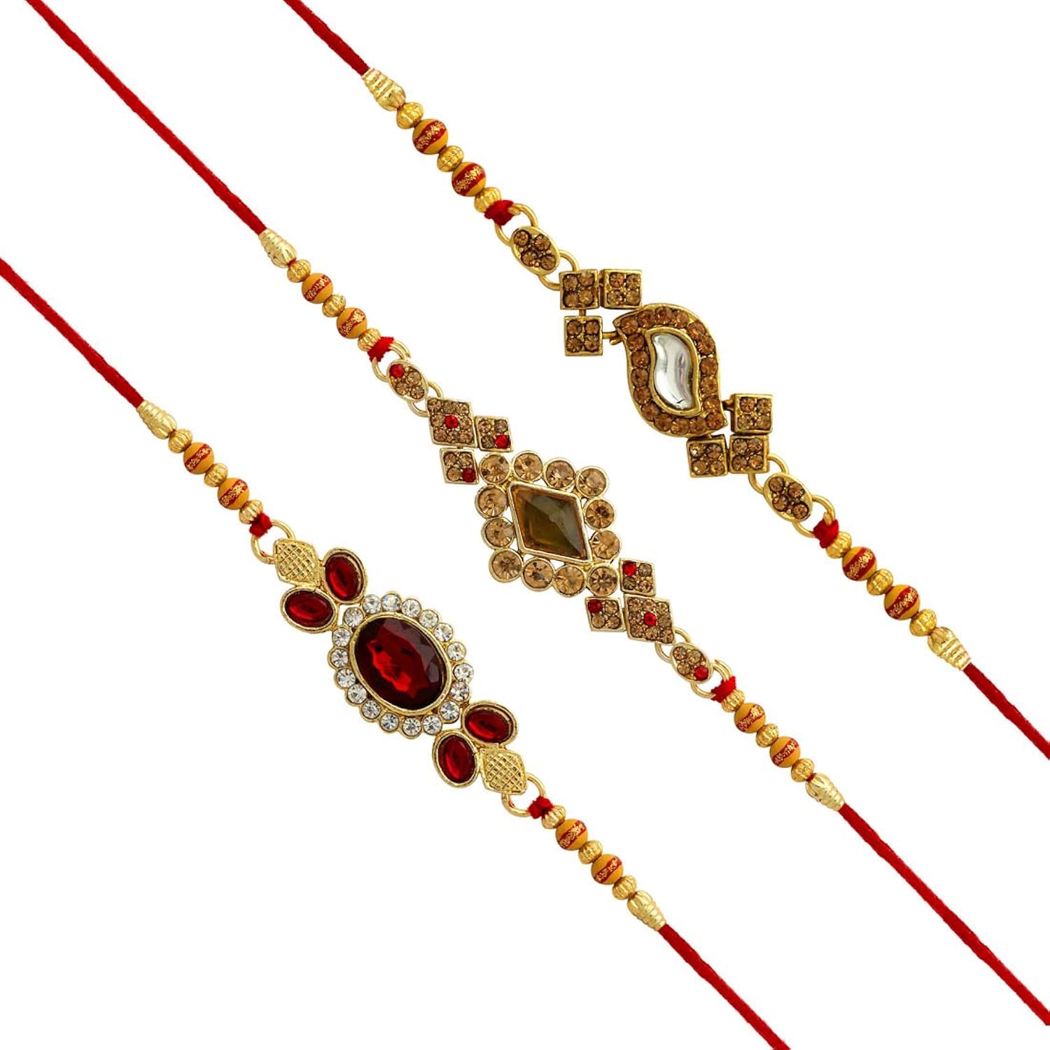 jaipur mart set of 3 kundan rakhi gift for brother latest rakhi gift (rkh20$p)