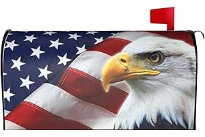 Sweetshow Patriotic American Flag Mailbox Cover Magnetic 21x18 Inch with USA Flag Eagle Decor for Garden Yard Home Decoration