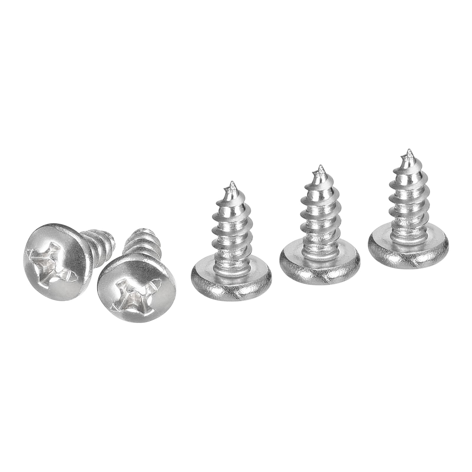 DTGN #6x3/8" Phillips Pan Head Self-tapping Screw - 100Pack - Bright Finish 304 Stainless Steel Sheet Metal Screws Wood Screws — image 1