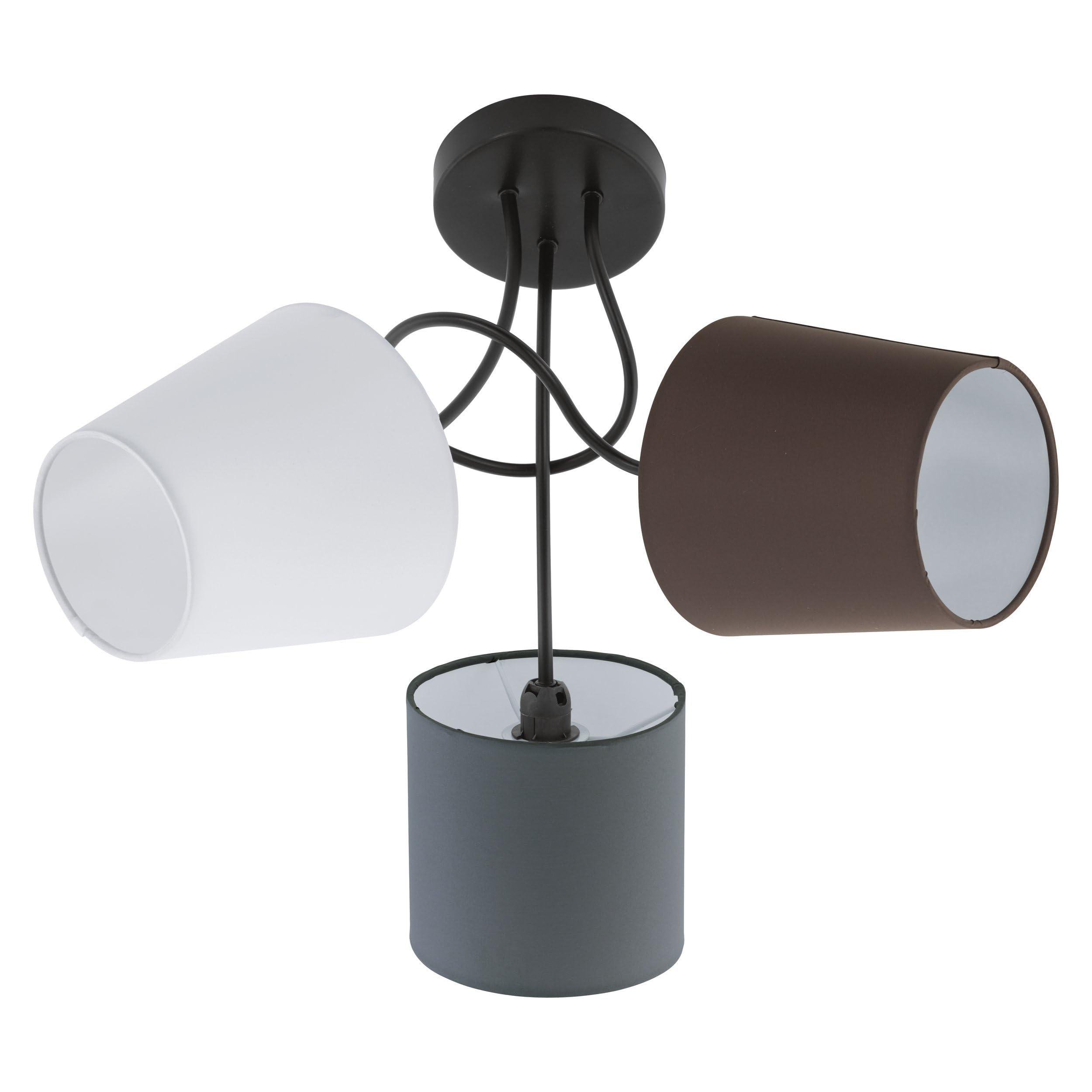 Eglo Ceiling Light Almeida, 3-Flame Textile Ceiling Lamp, Material: Steel, Fabric, Colour: Black, Anthracite, White, Brown, Socket: E14 — image 1